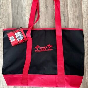 Trader Joe's Black and Red Insulated Tote Bag